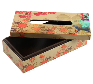 Best Selling FAIZA CRAFT FC-1622 Rectangular Handcrafted <b>Resin</b> Tissue Box Floral Pattern Washable Dining <b>Table</b> Kitchen Use - Product Image 5