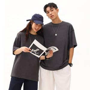 Alta calidad 250gsm 100% algodón Oversized Drop Shoulder Contraste Top-Stitching manga corta cuello redondo Camiseta para hombres y mujeres - Product Image 5