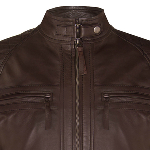 Veste en cuir véritable et toile pour homme de haute qualité, logo sur le devant, écologique, imperméable, coupe-vent, chaude, noire, prix avantageux, en solde - Product Image 6