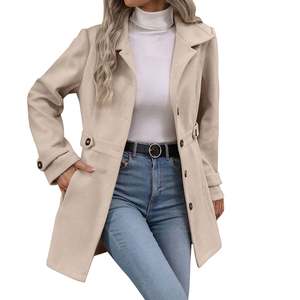Streetwear <b>Womens</b> Trench <b>Coat</b> Oversized Belted Long Overcoat Elegant Windproof Winter Jacket Custom Logo - Product Image 4