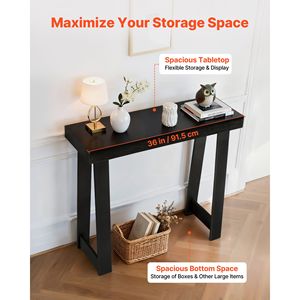 Consolle moderna in rovere da 36 pollici, stretta e lunga, con piano rettangolare in legno, ideale come tavolo d'ingresso o mobiletto di appoggio per divano - Product Image 4