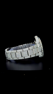 New Arrival Quartz Unisex Iced Out Moissanite Diamond Watch <b>Red</b> Dial 20mm Crystal Band Luxury Watch - Product Image 4