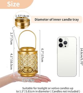Farol Metálico Decorativo Grande y Ecológico con Paneles de Vidrio para Iluminación con Velas y Decoración de Jardín - Product Image 4