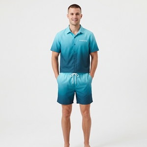 Conjunto de Dos Piezas de Camiseta de Manga Corta y Pantalones Cortos Sublimados Personalizados para Hombre, Ropa Casual de Playa, Verano y Resort - Product Image 1