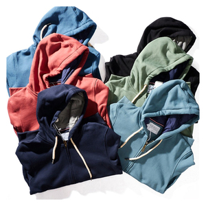 Sudadera con capucha extragrande de algodón para hombre, 500 g/m², de forro polar grueso, con cremallera completa y diseño de cremallera. - Product Image 5
