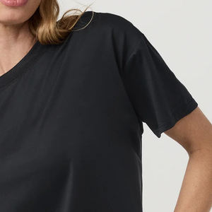 T-shirt pour femme en coton de haute qualité, uni/décontracté, matière confortable et détendue, avec logo personnalisé, prix abordable 2026 - Product Image 4