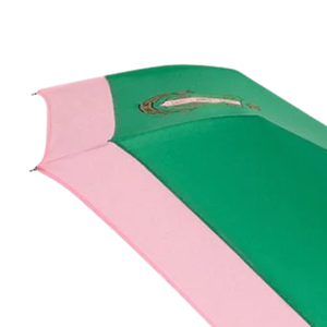AKA Automatic Mini Hurricane <b>Umbrella</b> <b>Windproof</b> Folding Travel <b>Umbrella</b> Green Pink Embroidered Crest Compact Design - Product Image 3
