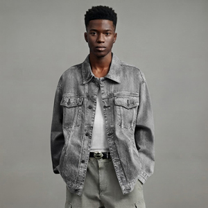 Top Trending article Acid wash <b>Custom</b> <b>Denim</b> <b>Jacket</b> for man 100% Cotton Vintage wash Windproof men's <b>jacket</b> with side pockets - Product Image 1