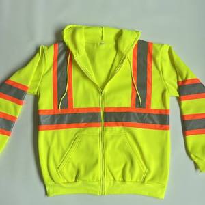 High Visibility Reflective Safety Hoodie Full Zip <b>Work</b> Jacket Detachable Hood <b>Waterproof</b> Breathable Hoodie OEM Safety Workwear - Product Image 3