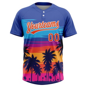 เสื้อเบสบอลแบบซับลิเมชั่นพิมพ์ลายต้นปาล์มเขตร้อน ระบายเหงื่อได้ดี สำหรับผู้ใหญ่ แขนสั้น ชุดทีมชายหญิง - Product Image 3