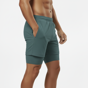 Pantalones Cortos Deportivos 2 en 1 para Hombre, Diseño Personalizado de Doble Tela con Bolsillo Interior, Elásticos, para Gimnasio y Running - Product Image 3