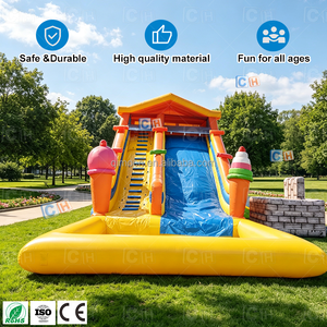 Scivolo Gonfiabile Acquatico a Doppia Corsia a Tema Gelato con Piscina <span class=keywords><strong>per</strong></span> Bambini - Product Image 1