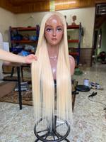 SHIN HAIRS Perruque complète en dentelle de cheveux humains en gros, 30 pouces, 100% cheveux vietnamiens bruts, couleur blonde, ultra-lisses, double épaisseur, longue longueur