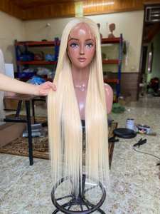 Vente en gros perruque cheveux humains 30 pouces 100% brut vietnamien blond couleur os perruques droites Double dessiné longue longueur Vietnam vendeur - Product Image 6