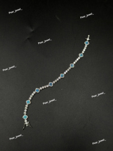 Pulsera de tenis de lujo de plata 925 con moissanita tallada, diseño floral, chapada en rodio, engaste hecho a mano, moderna, para mujer, uso diario - Product Image 5