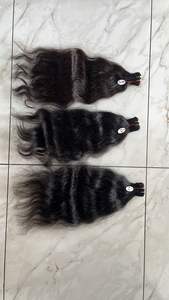 Cheveux humains indiens de luxe bruts, 30 pouces, mèches à nouer - Cheveux vierges indiens/birmans/vietnamiens/cambodgiens bouclés/ondulés mouillés - Product Image 2