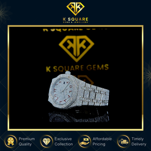 Montre de luxe à mouvement automatique de qualité supérieure, quartz, résistante à l'eau, en acier inoxydable VVS, avec diamants en moissanite - Product Image 4