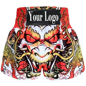 Shorts de boxe personnalisés pour hommes, imprimé dragon et tigre, vêtements de combat MMA, respirants, coupe régulière, impression par transfert par sublimation pour adultes - Product Image 1