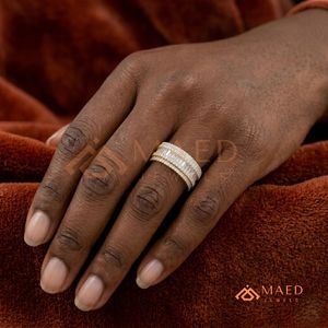 Luxury Womens Gold Moissanite Wedding Band Ring Baguette Cut Bridal Anniversary Jewelry Elegant <b>Gift</b> for Her Shine Daily Style - Product Image 3