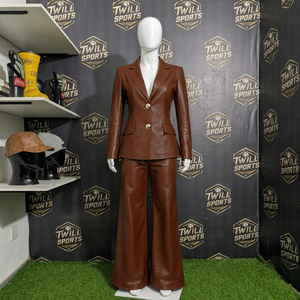 Traje Deportivo de Mujer en Cuero Sintético Marrón, Manga Larga, Transpirable, Elegante, para Negocios, con Cierre de Cordón, para Invierno - Product Image 2