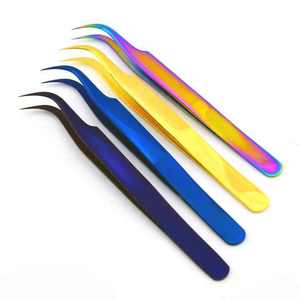 Pince à épiler d'extension de cils professionnelle faite à la main en acier inoxydable courbure à 75 degrés pointes pointues incurvées prix de gros - Product Image 2