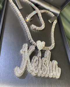 Colgante de Moissanita Personalizado con Certificado GRA, Nombre Grabado, Plata 925, Totalmente VVS, Estilo Hip Hop - Product Image 3