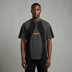 Camiseta de algodón puro de alto gramaje de dos tonos, corte holgado, estilo urbano, con logo personalizado, oversize, cómoda para hombre - ¡Gran oferta! - Product Image 4