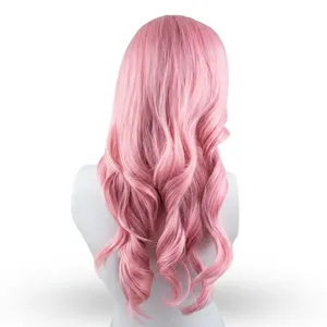 Long Ombre Pink <b>Wavy</b> Human Hair <b>Wig</b> Full Lace Front Natural Look Unprocessed Hair Extension Women's Fashion <b>Wig</b> - Product Image 4