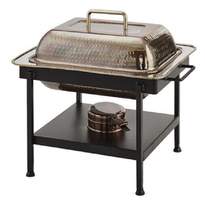 Chafing dish de style industriel martelé sur un support noir robuste à double niveau. Robuste et élégant pour hôtel, restaurant, mariage, fête ou maison - Product Image 1
