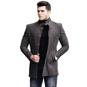 Nouvelle veste de moto décontractée pour homme à col montant et simple boutonnage, coupe-vent écologique avec doublure en fourrure, teinte unie, idéale pour l'automne - Product Image 5