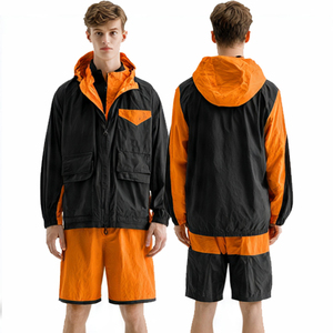 Conjunto de Camiseta y Pantalones Cortos Deportivos para Hombre, 100% Nailon, Cortavientos, Camisa con Botones, Pantalones Cortos Impermeables y Ligeros, Dos Piezas - Product Image 4