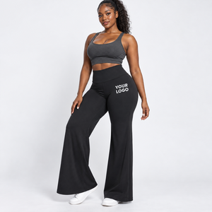 Breathable Knit Yoga Trousers High Waist <b>Flared</b> <b>Leggings</b> High waist Exercise Wear Wholesale Yoga Wear Supplier <b>Women</b> Activewear - Product Image 6