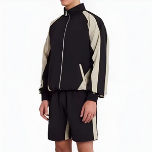 ชุดเสื้อแจ็คเก็ตกันลมแบบมีฮู้ดและกางเกงขาสั้นสำหรับผู้ชาย  ผ้าโพลีเอสเตอร์และไนลอน กันน้ำ เหมาะสำหรับฤดูหนาว สวมใส่สบายๆ  ขายส่ง - Product Image 6