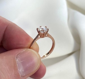 Top Selling 925 Sterling Silver Gold Plated 6mm <b>CZ</b> Minimalist Semi Mount Prong Setting Solitaire Wedding <b>Ring</b> Fine Jewelry Gift - Product Image 4