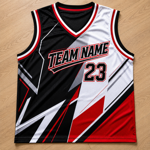 Custom Sublimated Basketball Jersey Team Name 23 V-Neck Sleeveless Unisex Adult Regular Fit Breathable <b>Mesh</b> Tank <b>Top</b> - Product Image 1