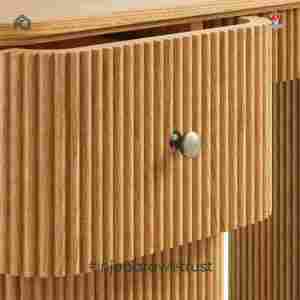 Modern Fluted Scandinavian Design Mahogany Solid Wood <b>Console</b> <b>Table</b> with 7 Drawers Handmade Custom Living Room Furniture - Product Image 3