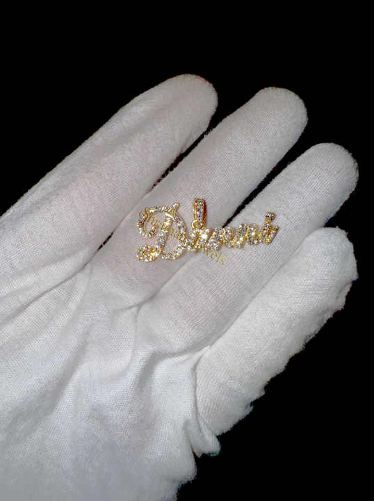 Custom Iced Out 10K Solid Gold Hip Hop Personalized Letter Name necklace Natural Real Diamond Charm Pendant Gift for Daughter