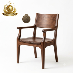 <b>Modern</b> Solid Walnut Wooden Armchair Ergonomic Nordic <b>Dining</b> <b>Chair</b> Luxury <b>Mid</b> <b>Century</b> Arm Accent <b>Chair</b> Wholesale Furniture - Product Image 1