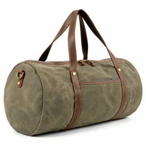 Rugged Oil Waxed Canvas Duffel <b>Travel</b> <b>Bag</b> with Carry Handles | Large Capacity Weekender Luggage <b>Bag</b> with Durable Zipper Closure - Product Image 1