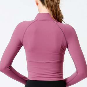 Zipper <b>Jacket</b> Women Crop Tops <b>Yoga</b> T-shirts Solid Sports Top Long Sleeve Running Shirts Sexy Quick Dry Fitness Gym Sport Wear - Product Image 2