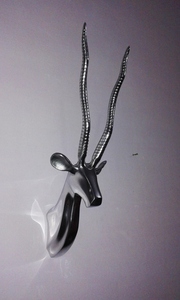 Figura Decorativa de Pared de Cabeza de Ciervo/Gazela en Aluminio, Estilo Moderno, Arte Metálico, Artesanía India, Multipieza - Product Image 6