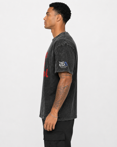 เสื้อยืดโอเวอร์ไซส์สีเทาพิมพ์ลายสำหรับผู้ชาย แบรนด์ Beazer Sports แขนสั้น คอกลม ผ้าฝ้ายลำลอง ลายกราฟิก ล้างสีแบบ Acid Wash - Product Image 2