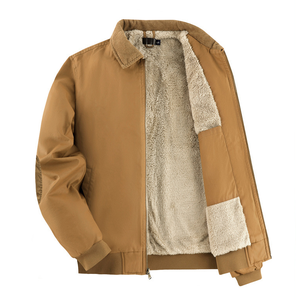 เสื้อแจ็คเก็ตซาฟารีฤดูหนาวสำหรับผู้ชาย ผ้าเดนิมเคลือบหนังแท้ ความหนาปานกลาง คอตั้ง กันน้ำ กระดุมเขาสัตว์ บริการ OEM - Product Image 3