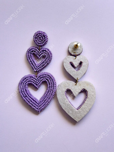 Pendientes Colgantes Hechos a Mano con Corazones Morados para Mujer, Pendientes de Corazones en Capas con Cuentas, Joyería Linda para Fiesta, Regalo - Product Image 2