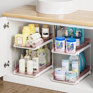 Organizzatore a 2 Livelli Multiuso per Bagno e Cucina, Armadietto Estraibile per Medicinali, Organizzatori Impilabili per Dispensa per un'Organizzazione Ottimale - Product Image 3