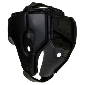 <b>Boxing</b> Head Guard PU Leather Protective Gear Hook Loop Closure Unisex Adult Universal Use Solid Black - Product Image 3