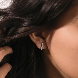 Round Shape Lab Grown Diamond Dangle Fashion Earring 14K Gold Tennis Diamond Earrings in Solid White Gold at Wholesale Price - Product Image 3