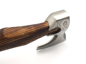 High Quality Industrial Stainless Steel Damascus Flat Backed Handmade Pizza Cutter <b>Axe</b> Head 2 2/5-Inch Rose Wood <b>Handle</b> OBM - Product Image 4