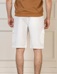 Pantalones Cortos Cargo Blancos para Hombre, Estilo Casual, con Bolsillos, Transpirables, 100% Algodón, Tela Oxford, Cintura Media, Cierre Elástico - Product Image 2