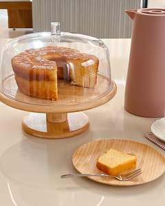 Impressionnant support à gâteau en bois avec couvercle en verre transparent pour table de desserts festive et présentation à domicile - Product Image 2